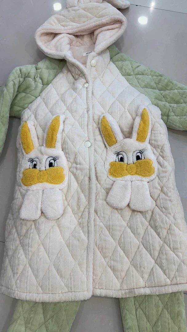 白唐老鸭甜美可爱连帽款冬季加厚保暖家居服