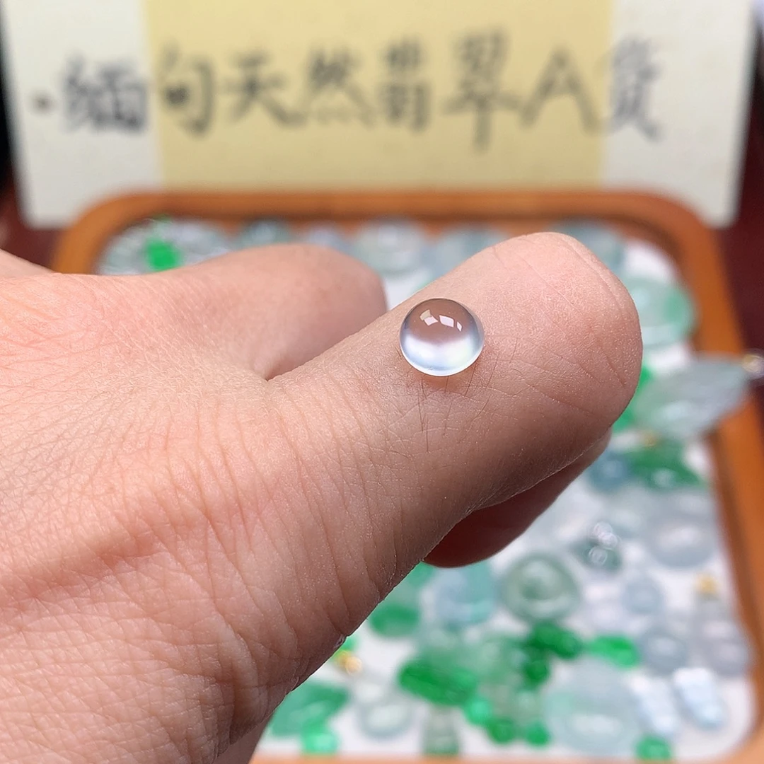 椰***冰翡翠散珠缅甸天然A货翡翠冰种蛋面