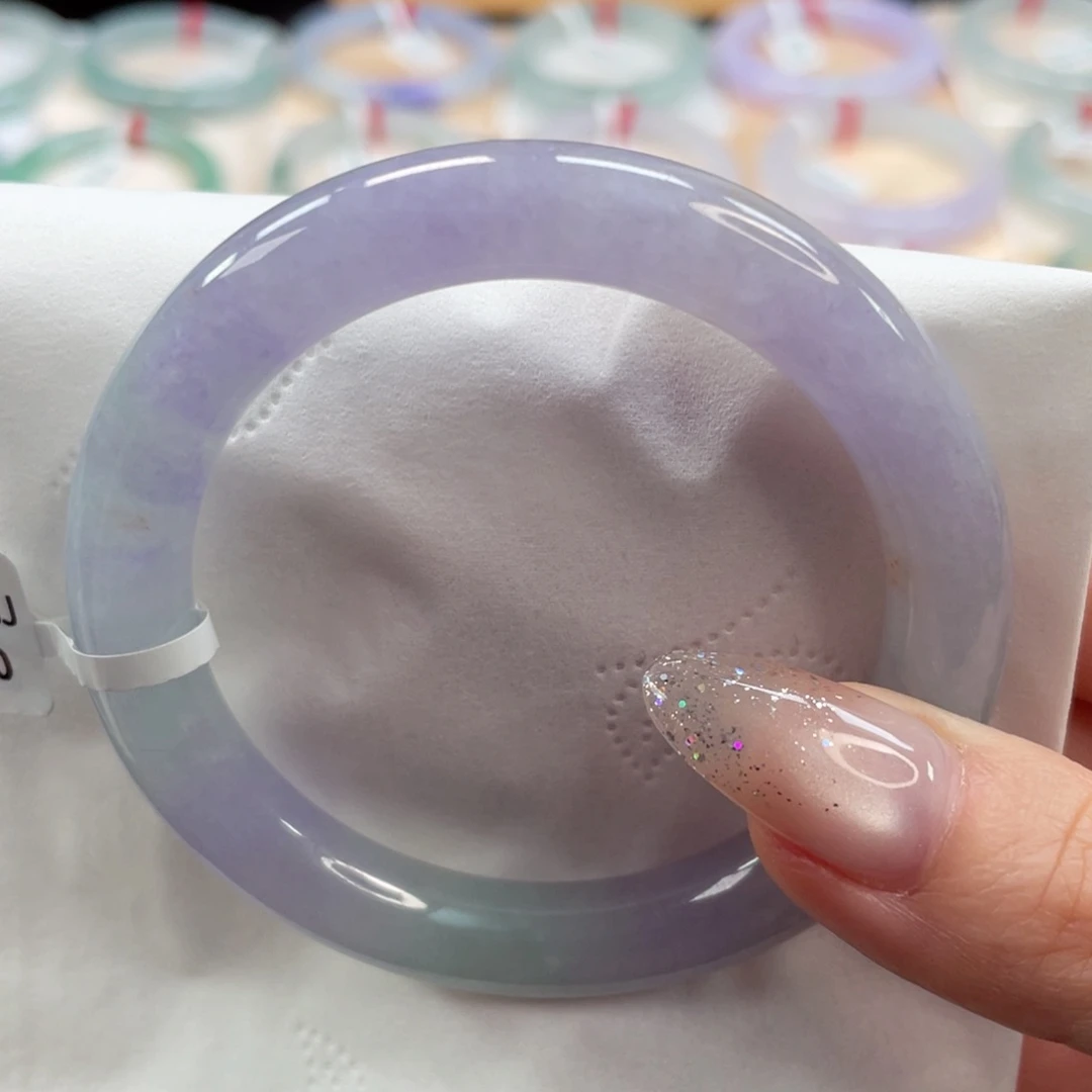 未镶嵌手镯翡翠53精致晚霞紫春彩如同一片桃花源1号