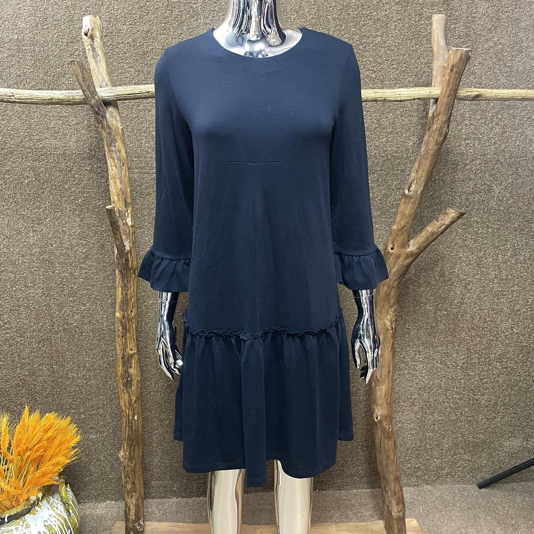 99新 MIU MIU/缪缪 藏蓝色长袖花边连衣裙 XL码 99新