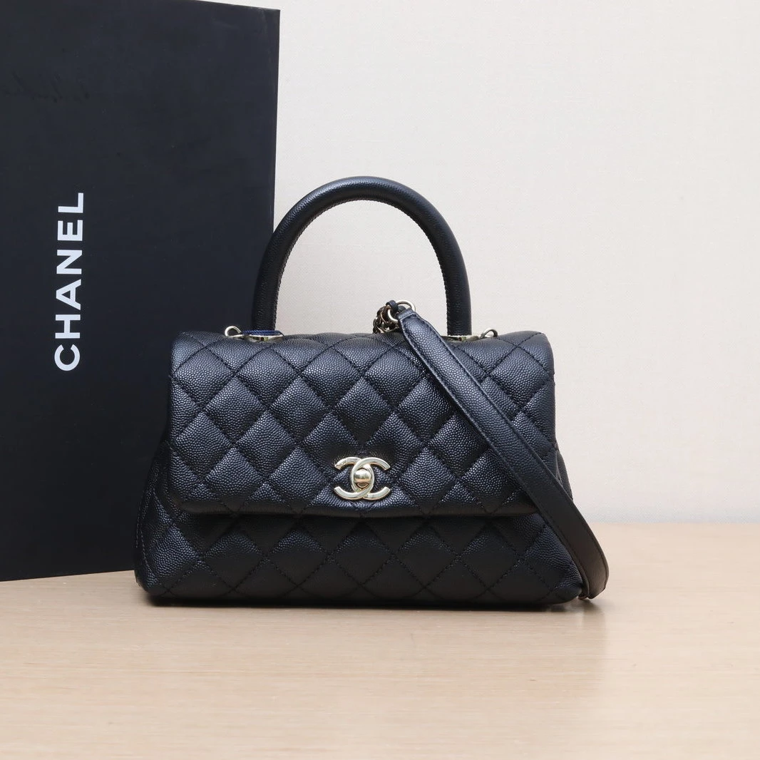 99新 Chanel/香奈儿 小花柳 Coco Handle 小号 黑色 30开 包