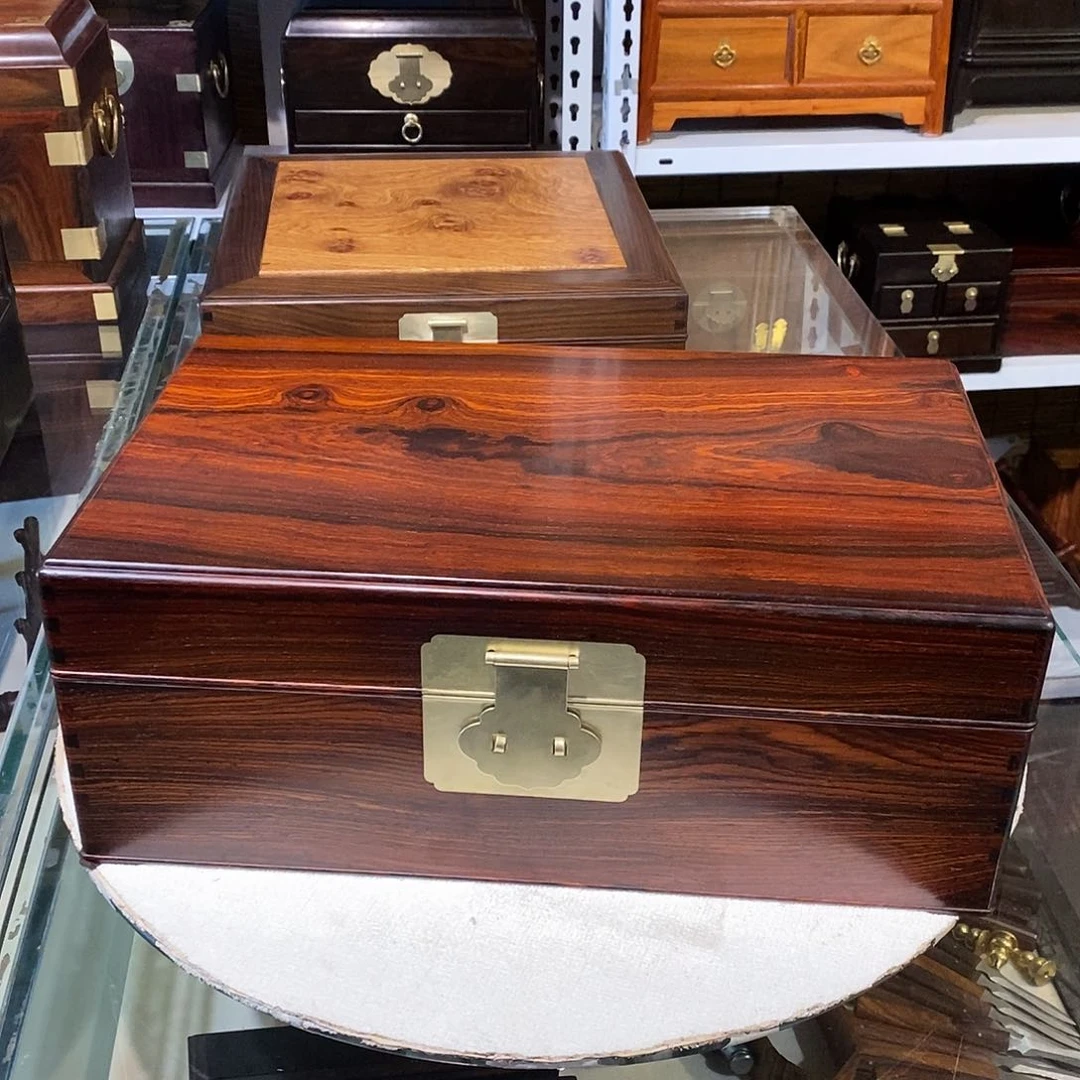 微凹黄檀（南美大红酸枝）独板收纳箱40/25/15.5