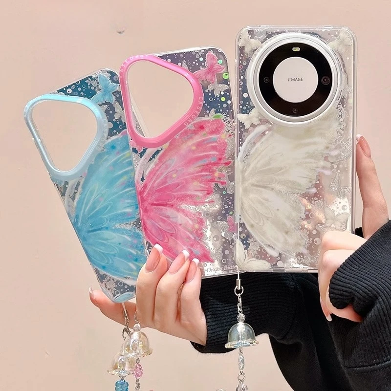 适用华为mate60pro+手机壳mate70高级感超仙蝴蝶pura70防摔女款