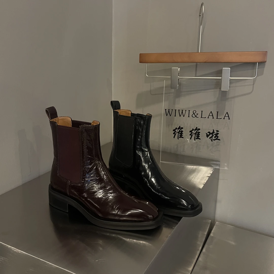【维维啦】AW25秋款开边珠牛皮烟筒靴短靴Y 25177-615