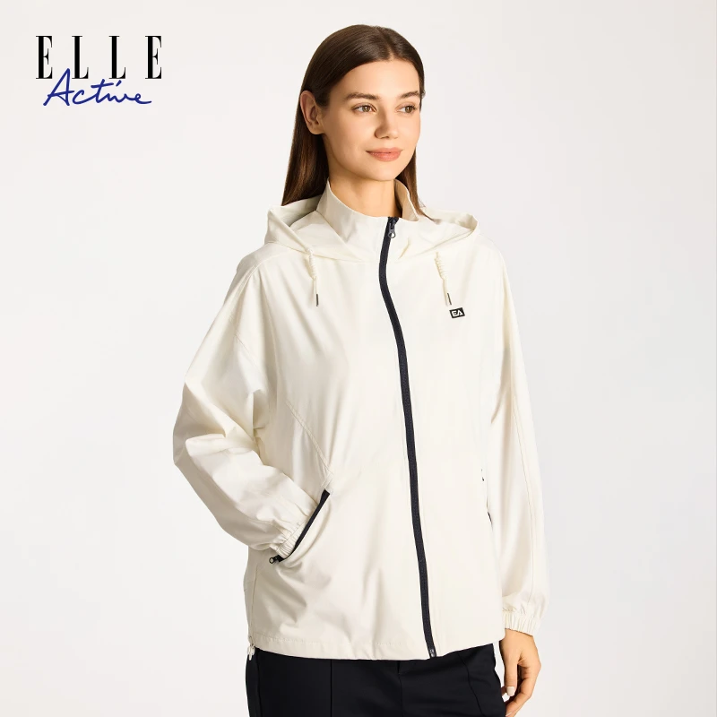 ELLE Active25春秋新款运动休闲女防风户外工装上衣女士连帽外套