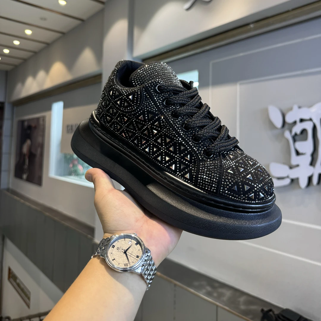 手工烫钻满天星男士冬季新款发泡软底增高厚底潮流运动休闲潮鞋