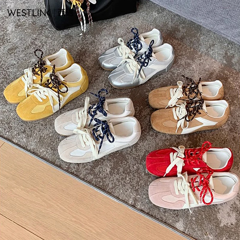 Westlink/西遇西遇内厚底芭蕾德训鞋女款2025新款爆款时尚休闲鞋