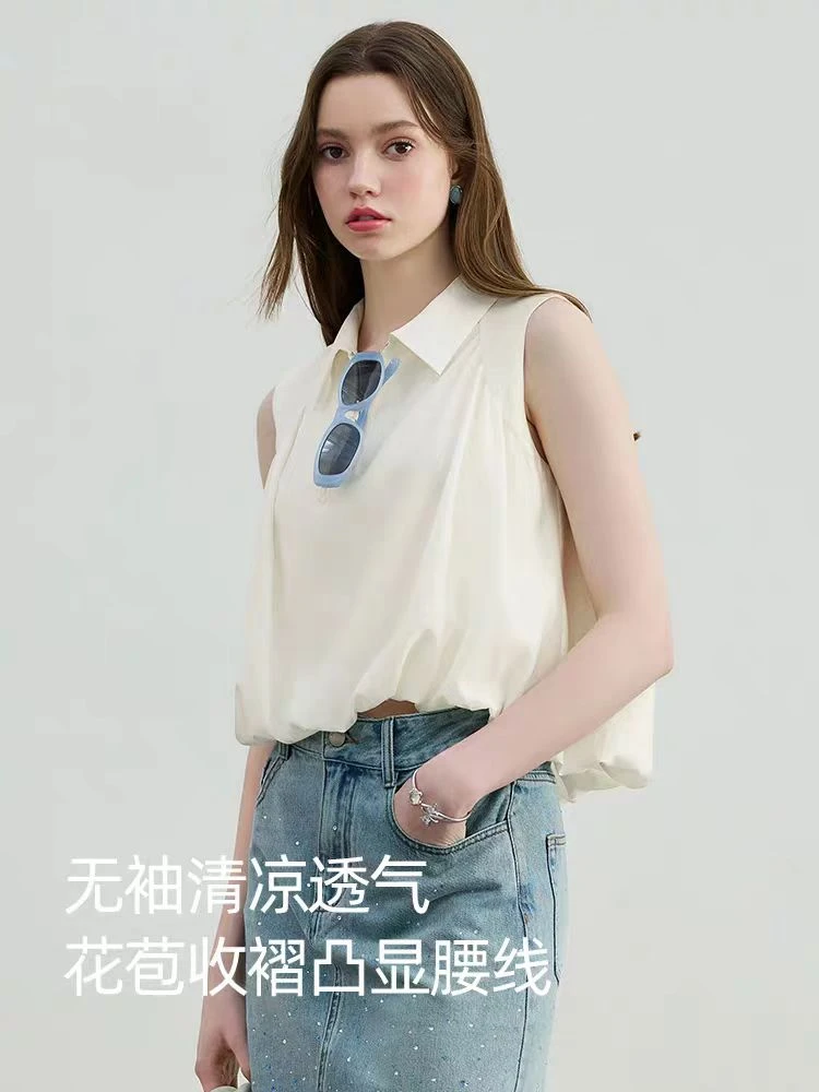 2025A字型拉链无袖纯色设计感休闲女士春夏上衣百搭