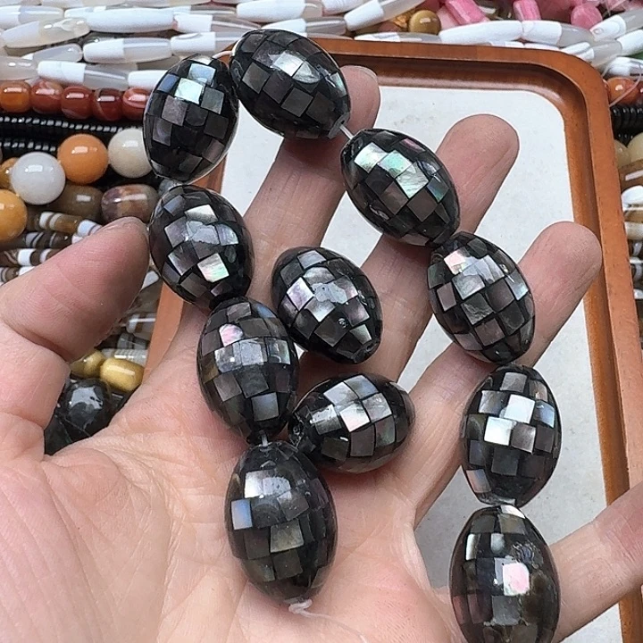 玛瑙/玉髓合金珠宝半成品一颗17x25m马赛克