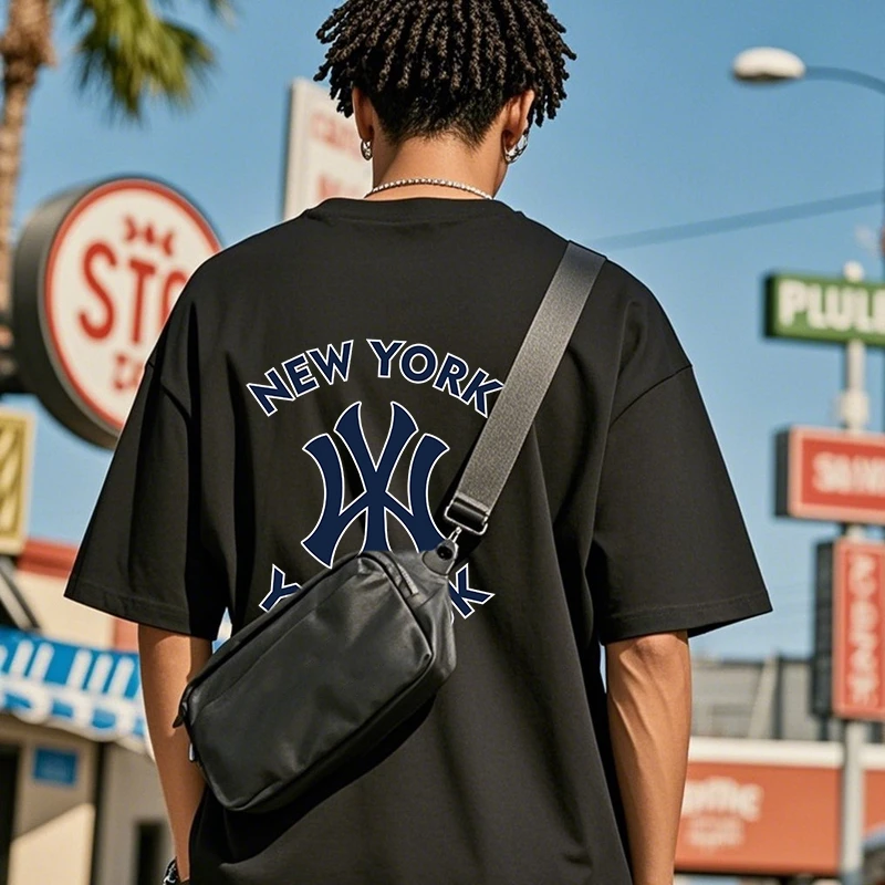 透气中性圆领宽松型休闲百搭情侣夏季运动T恤单肩男士时尚潮流