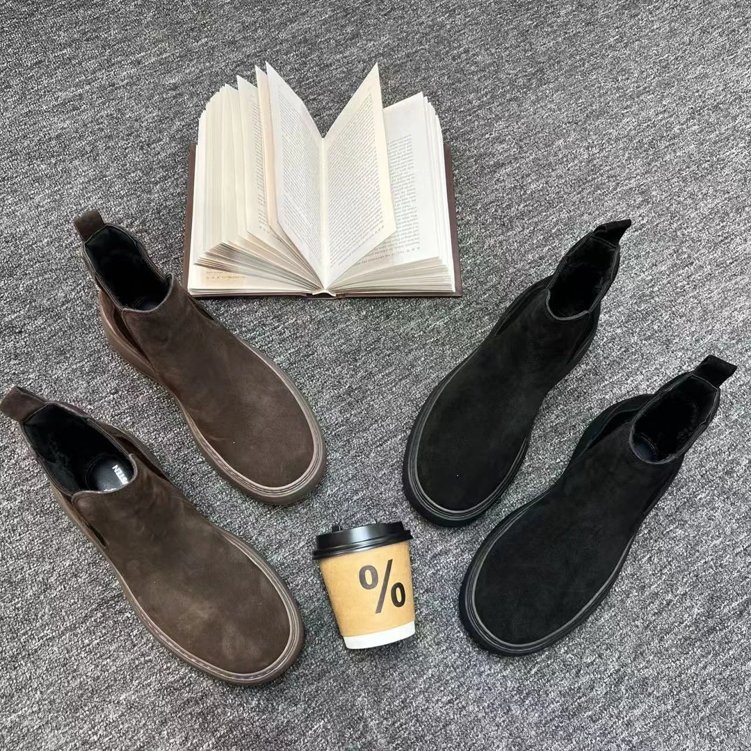 冬季新款男士BGS510M-2R纯色经典反毛皮休闲鞋百搭加绒高帮潮流