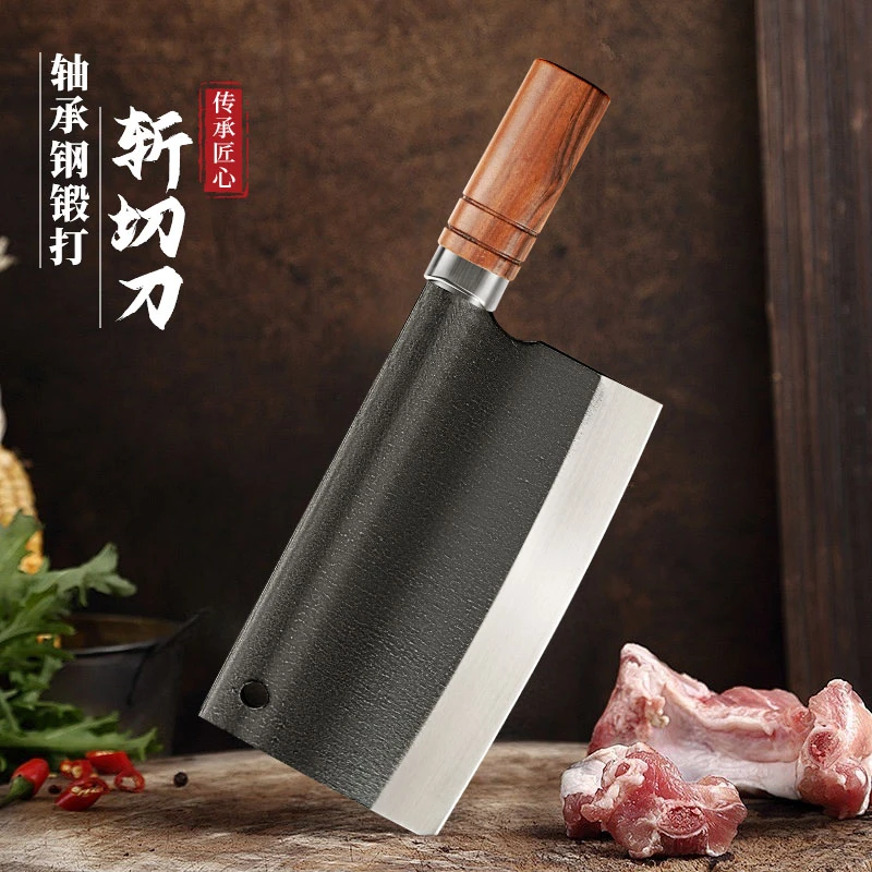 【工厂直销】轴承钢手工锻打菜刀加厚全刃斩切刀家用商用刀具锋利