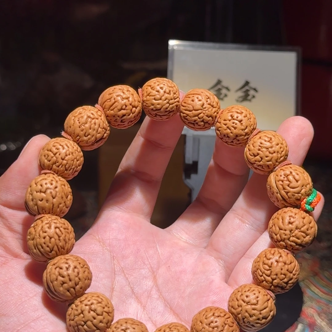 把件核桃文玩手串，桃核，尺寸17.5