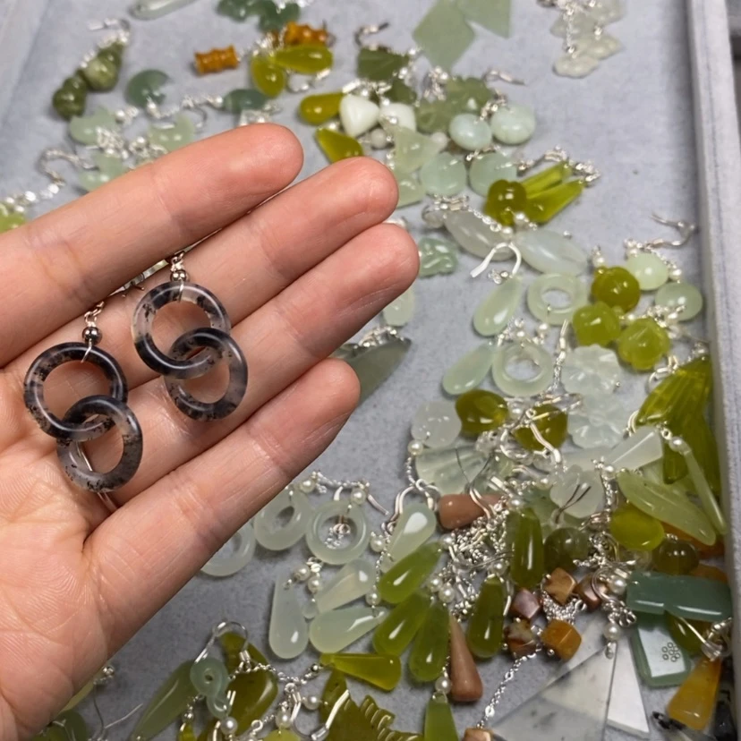 【闪购商品】蛇纹石玉未镶嵌挂件耳饰耳环项链玄*