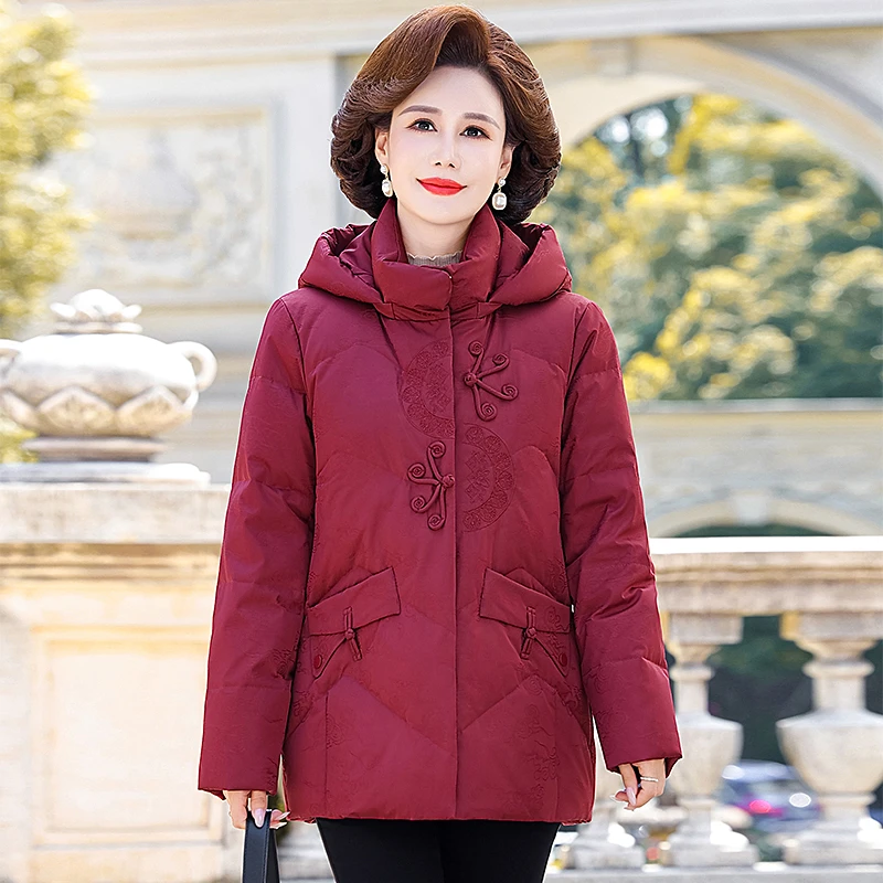 恒源祥Fazeya中老年人羽绒服女短款奶奶太太加厚大码妈妈冬季外套