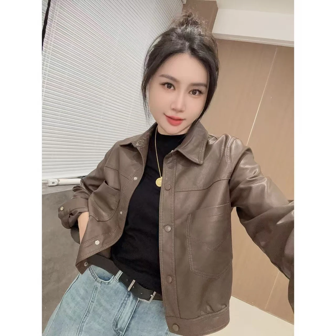 【87023】春季新品蛋白软皮休闲皮外套