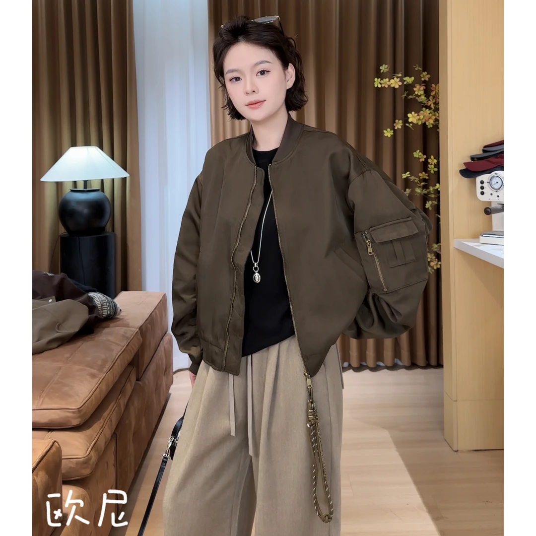 欧尼私服 2025早秋新款立领棒球服夹克外套女短外套2509C5823