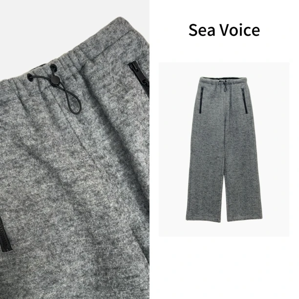 抽绳松紧腰口袋拉链简约时尚休闲百搭长裤5669