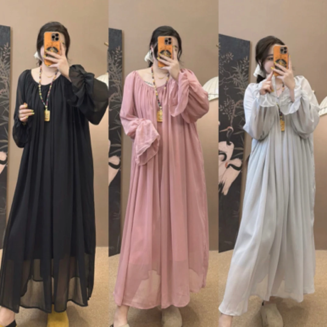 9676褶皱流云纱仙女裙