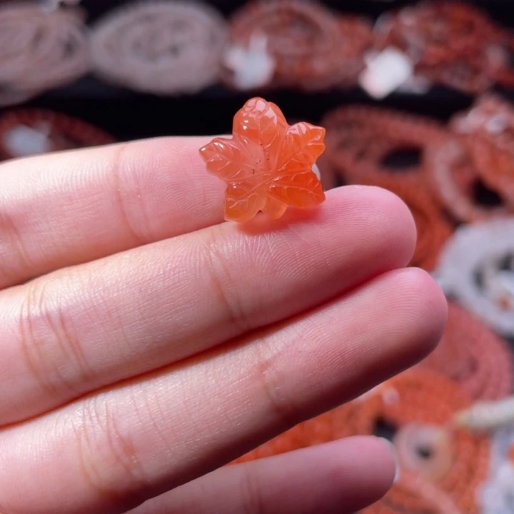 南红玛瑙未镶嵌配饰手串枫叶1839打孔备注