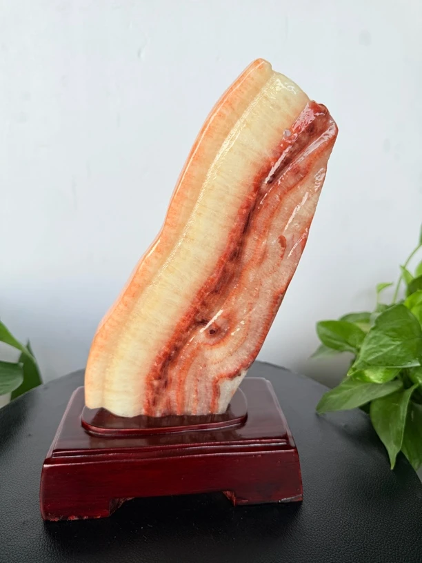 精品猪肉石富贵肉客厅招财摆件含座长16.5c m宽9c m高27c m