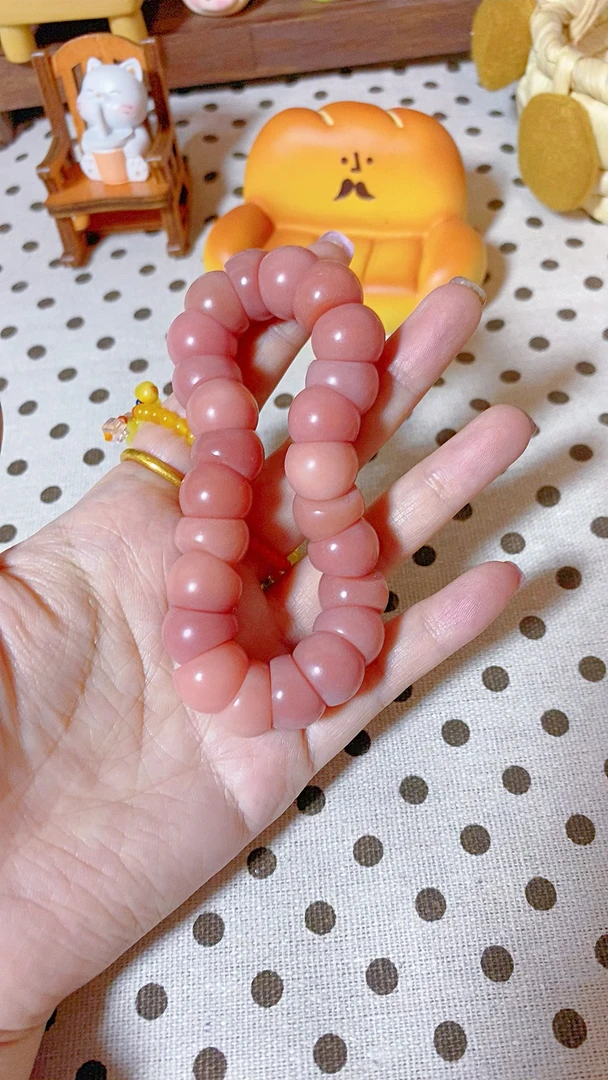 铁锆石手链 粉色菩提大肠手串