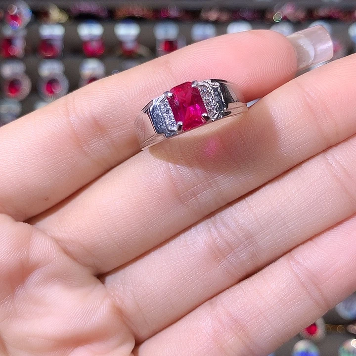 925银鸽血红戒指白