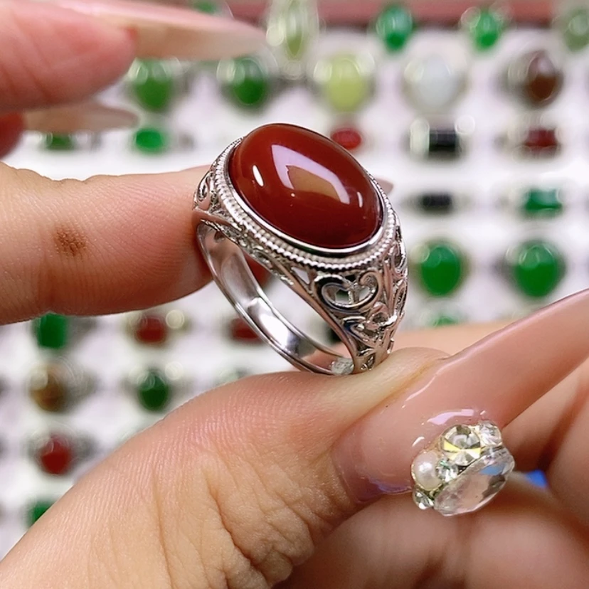 【闪购商品】银S925镶嵌戒指玛瑙/玉髓