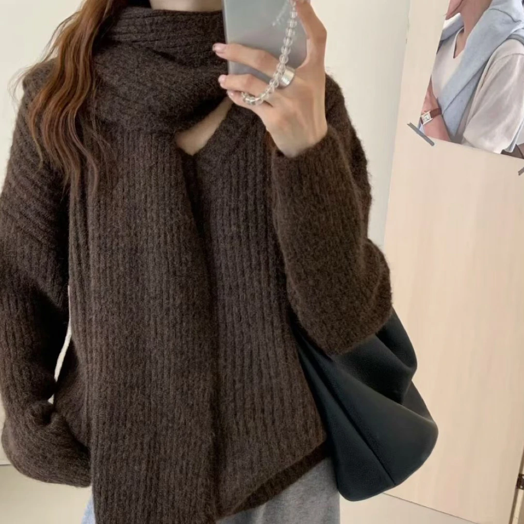 【WFH】围巾款 V领针织毛衣