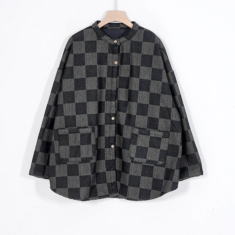 【蓉哥出品】色织加绒格纹外套8154