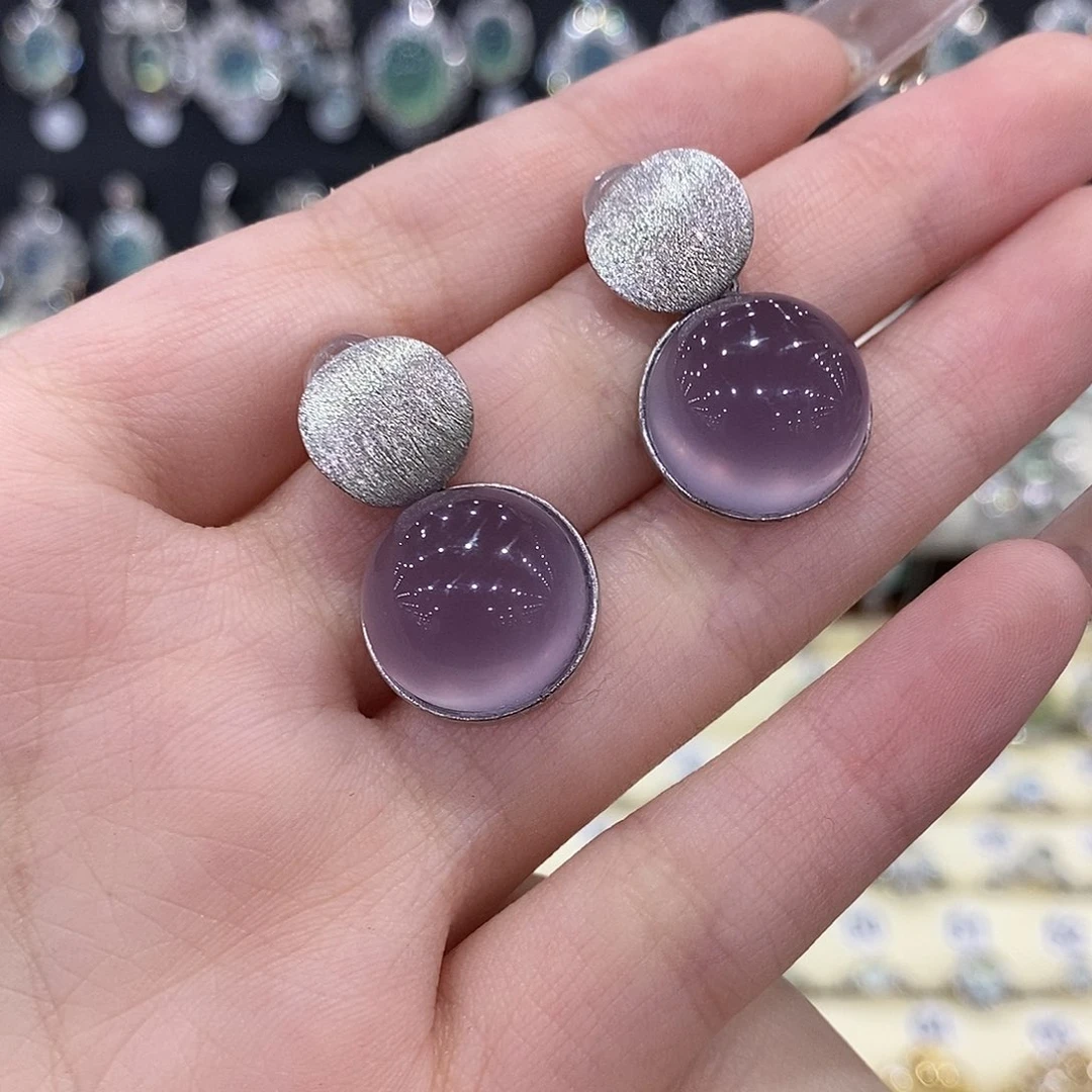 银S925镶嵌萤石耳钉