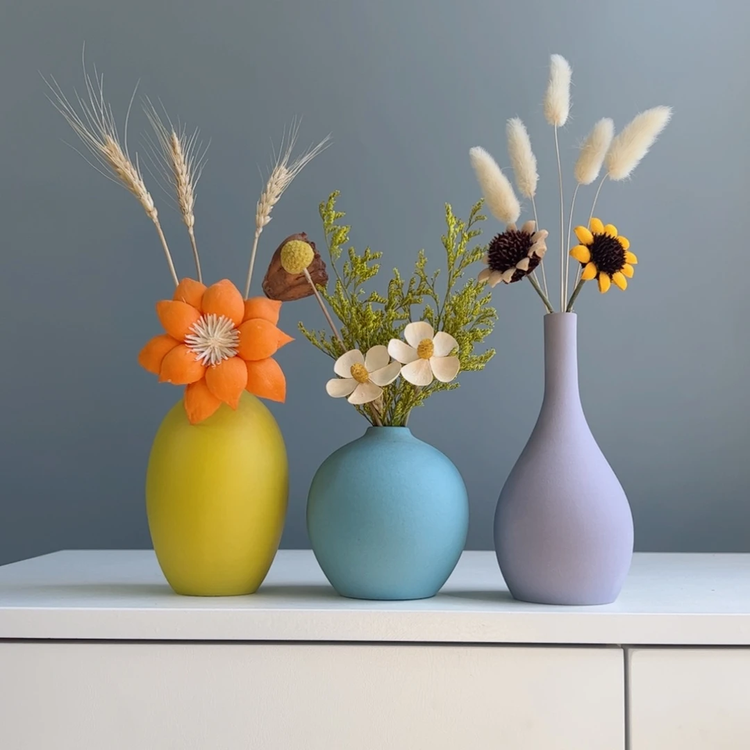 摆件陶瓷小花瓶摆件含花总高约20-30cm