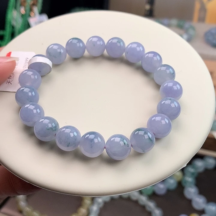 翡翠未镶嵌手链深紫飘花绿，性价比