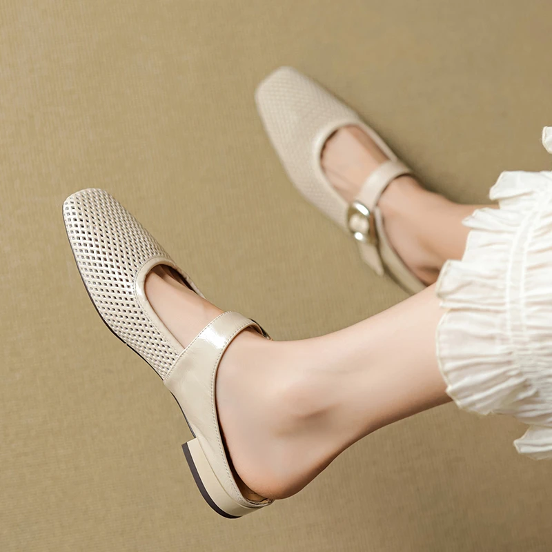 包头凉拖鞋女夏外穿2025新款真皮镂空凉单鞋女软底半拖穆勒鞋女