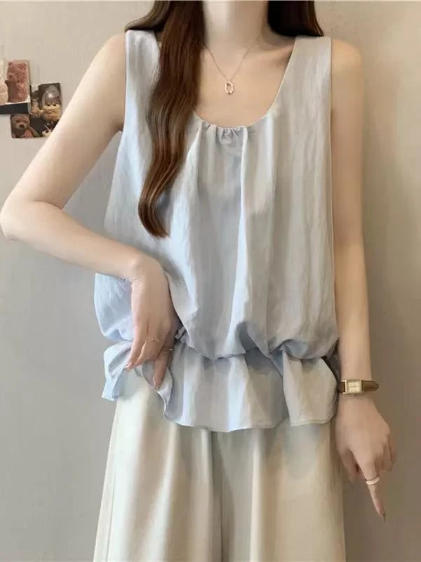 棉麻无袖上衣女夏显瘦挂脖吊带背心娃娃小衫法式独特漂亮掐腰衬衫