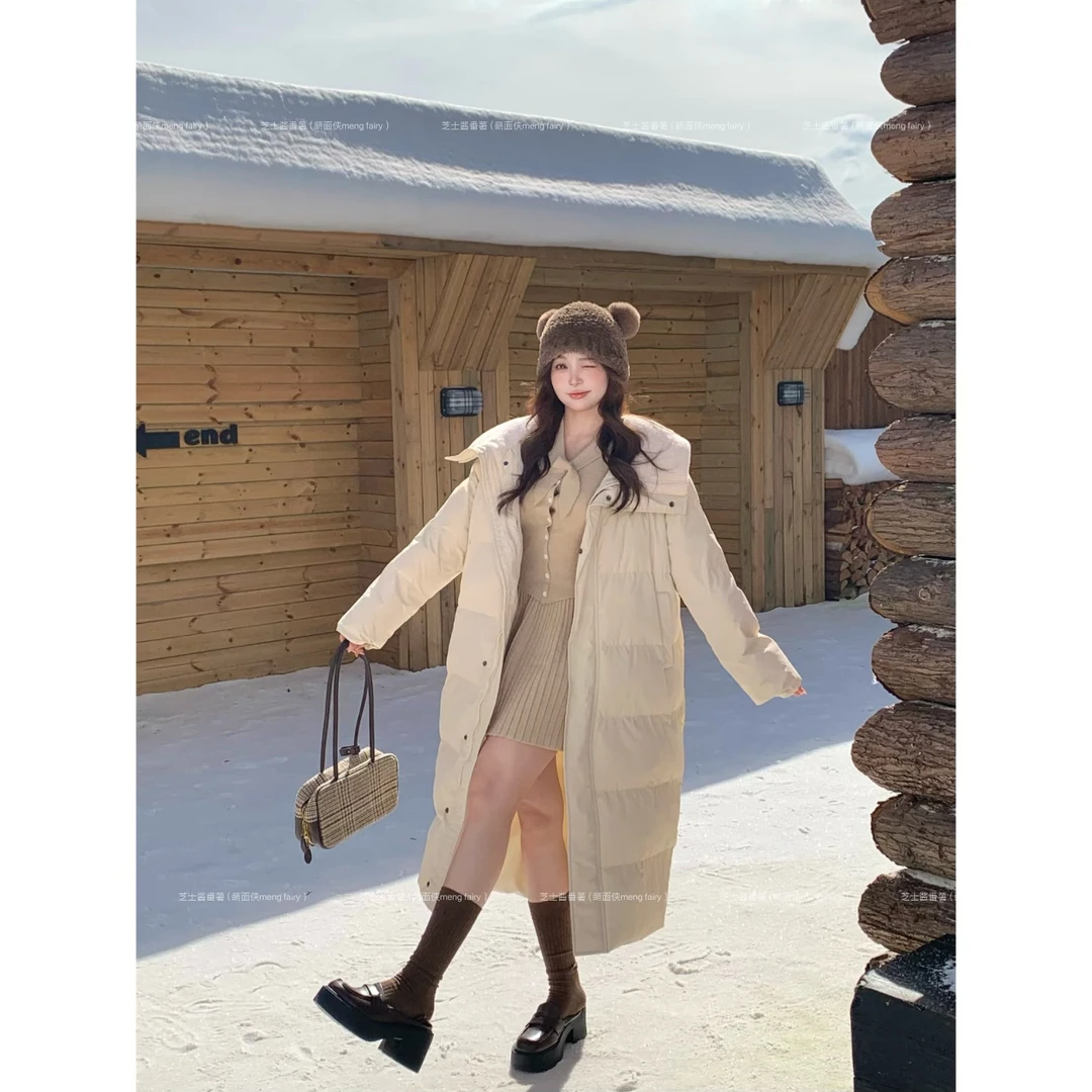 萌面侠芝士现货【北国雪松】冬季百搭保暖外翻领长款棉服外套5960
