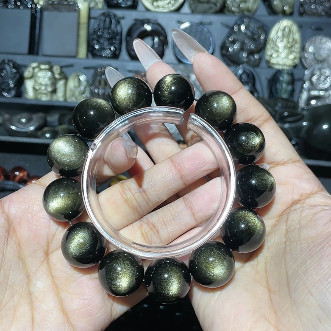 【闪购商品】未镶嵌黑曜岩手串一****鸡