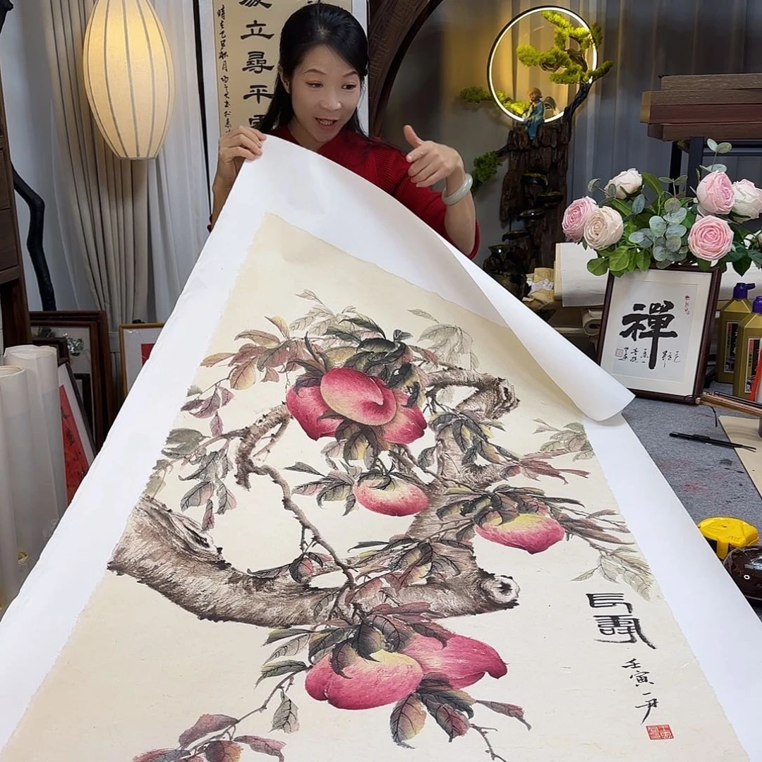 国画王惠君老师桃子四尺