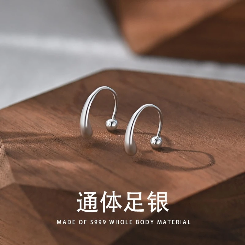 足银耳饰999纯银水滴耳钉女耳环2025新款小众高级时尚百搭