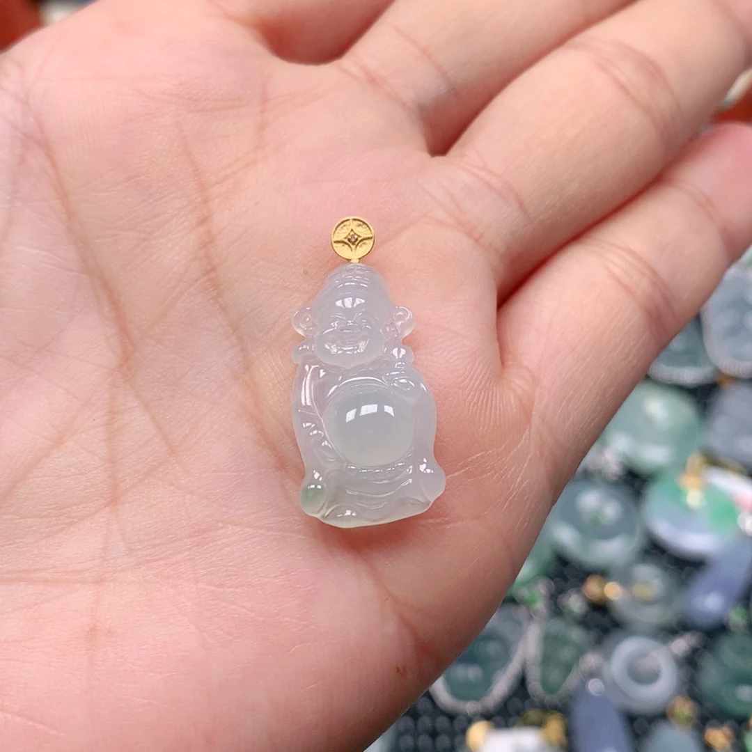 【闪购商品】翡翠吊坠(不含链)18K金镶嵌小*久