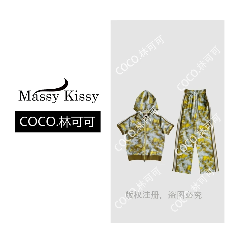 【COCO林可可】Y30春夏晕染显瘦休闲运动短袖套装VC171