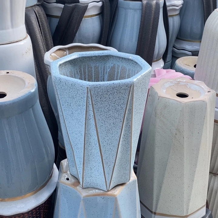 低腰浅蓝色大理石八方中 口25/33