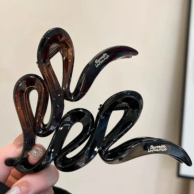 简约线条抓夹大号女气质头发夹子头饰发量多发卡后脑勺盘发鲨鱼夹