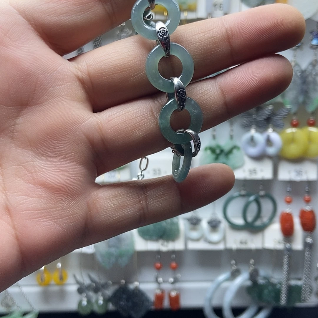 声***花翡翠未镶嵌耳饰手串