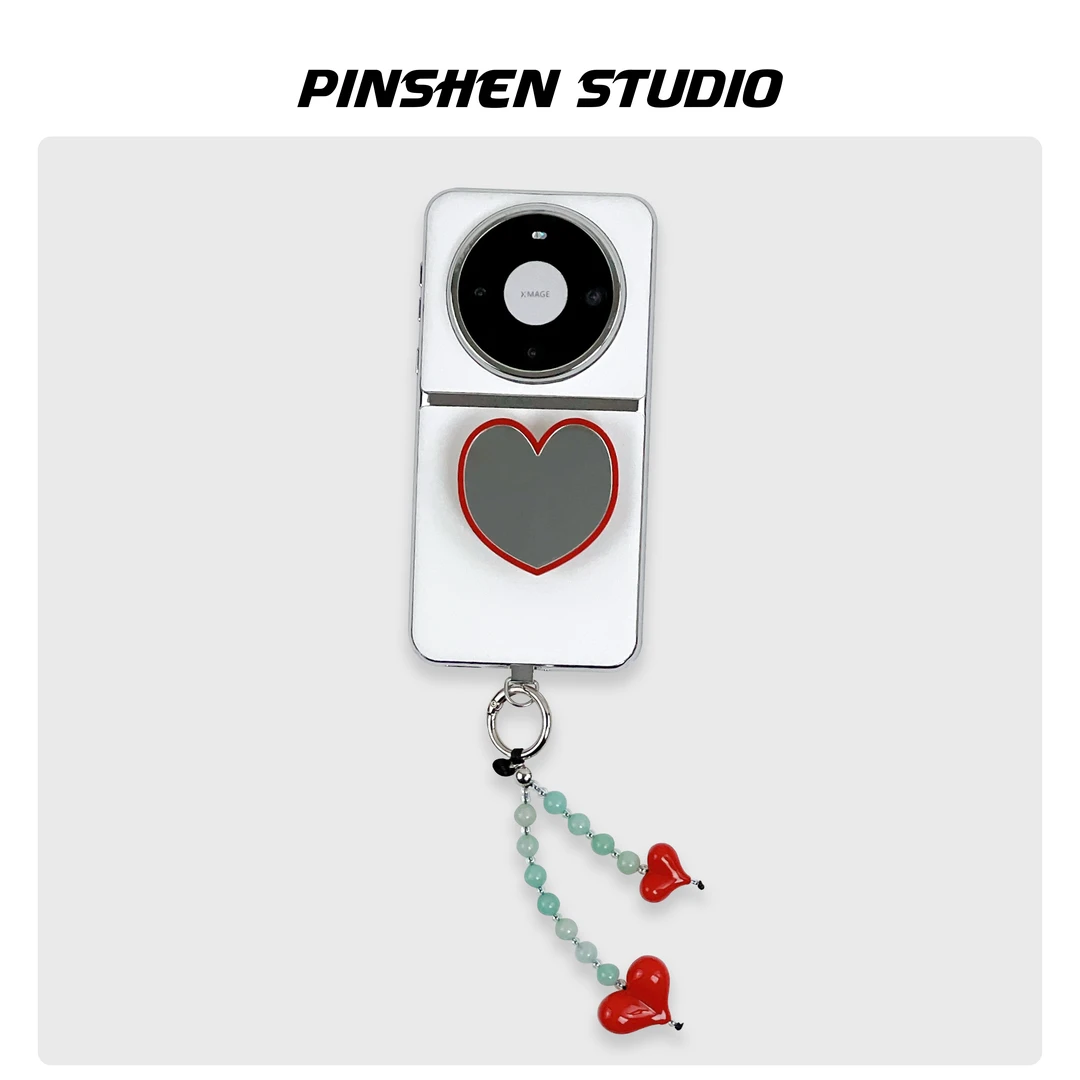 清新粉碎花不规则镜面磁吸支架斜挎链适用iphone16promax手机壳