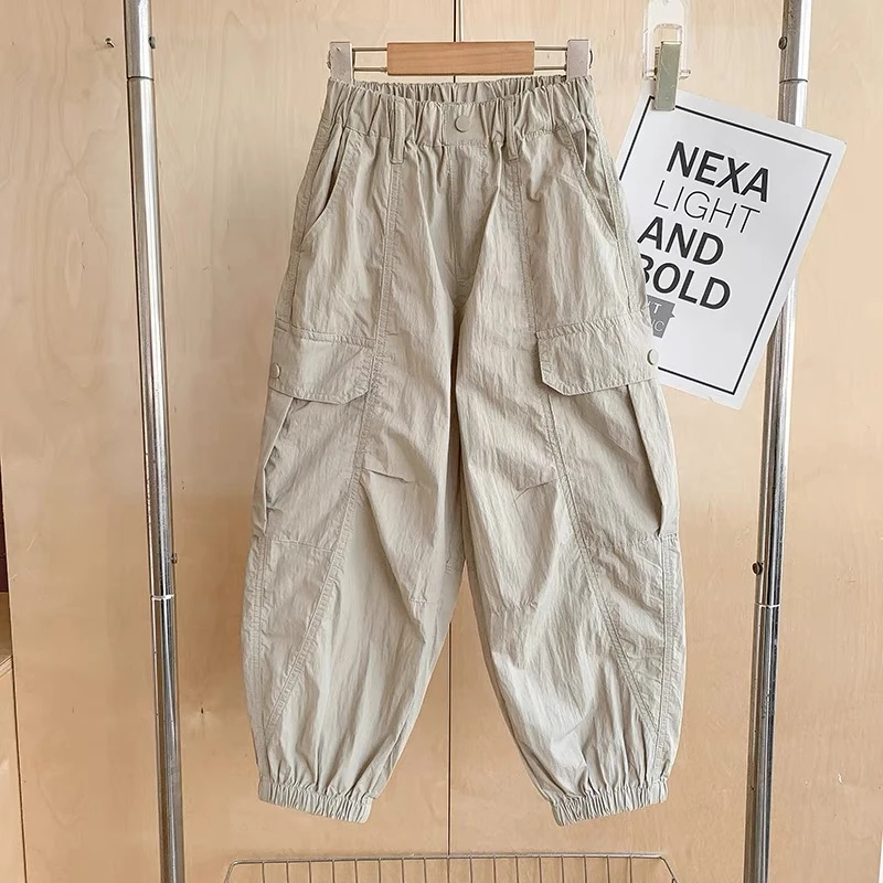 男童夏季薄款裤子2025新款中大童宽松工装裤韩版儿童透气速干裤潮