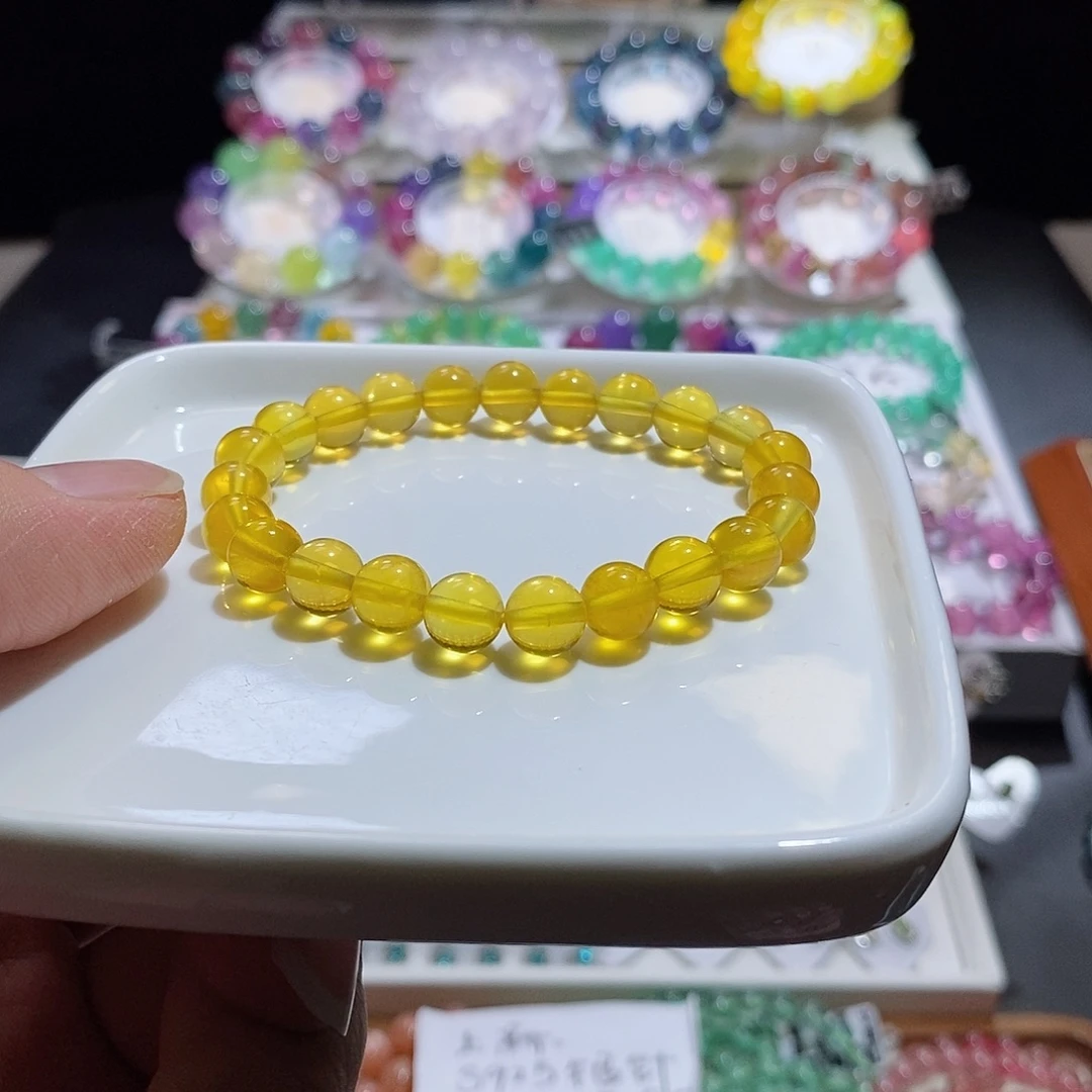 萤石未镶嵌手链暴力黄单圈8mm