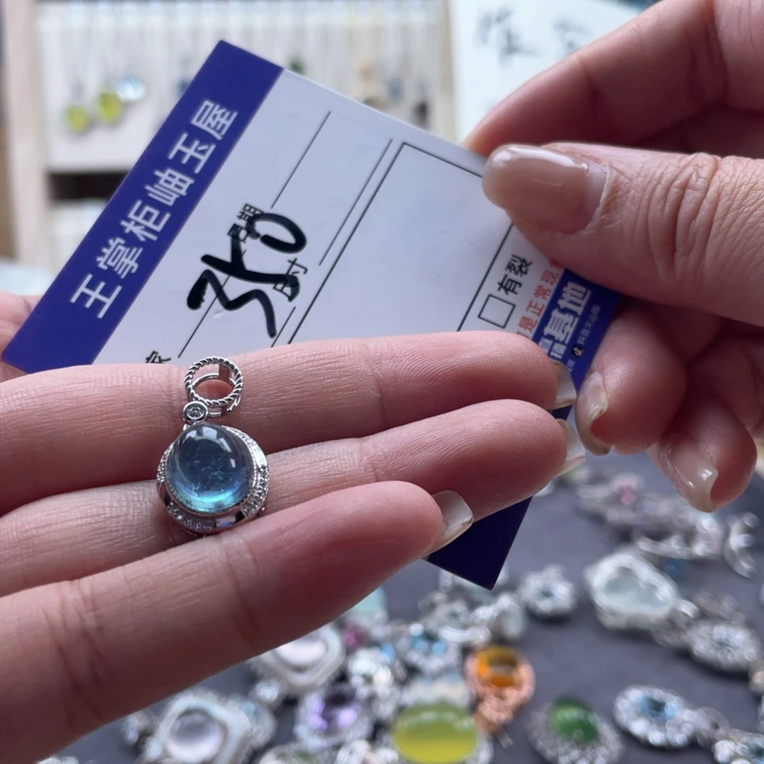 银S925镶嵌手链海蓝宝石