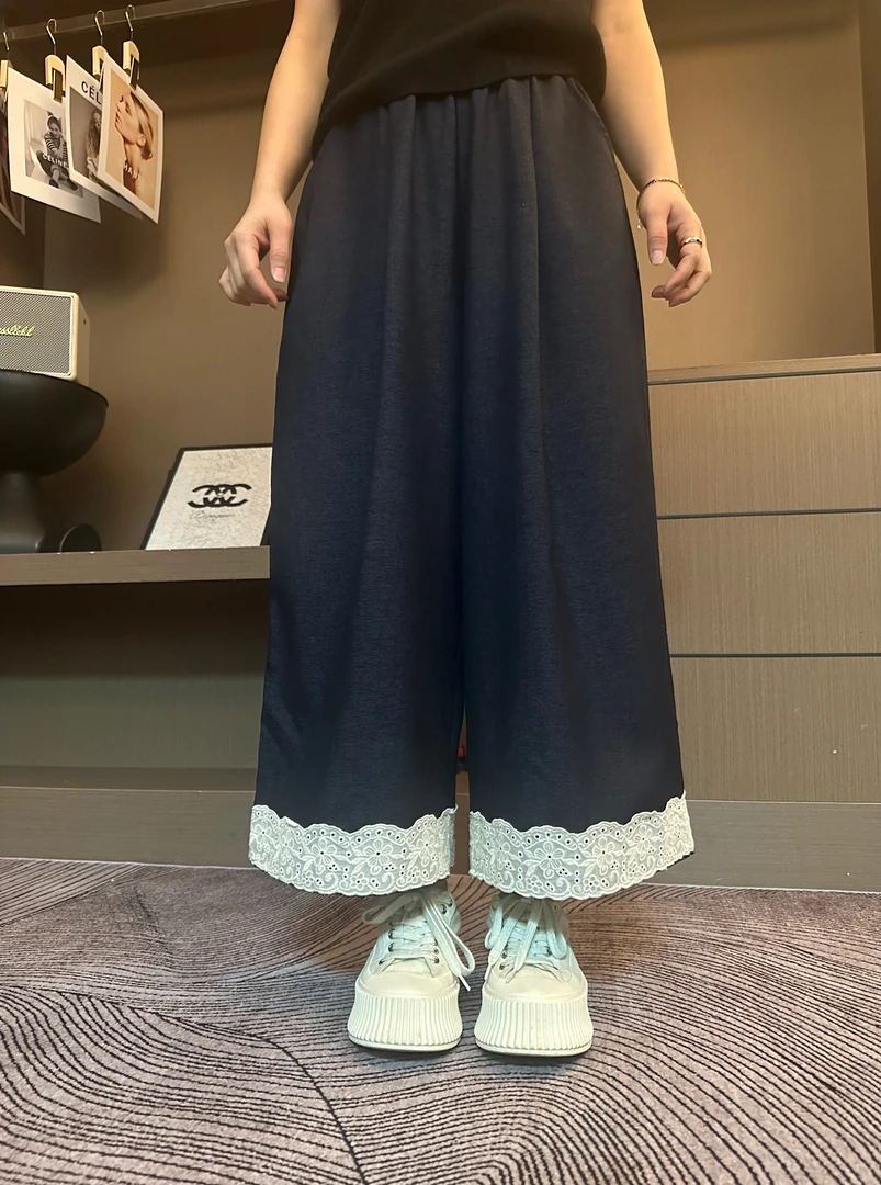 【YF】2025春夏新款时尚百搭夏季宽松蕾丝边休闲裤
