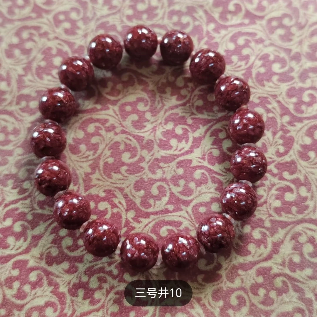 天然辰砂三号井晶体朱砂手串